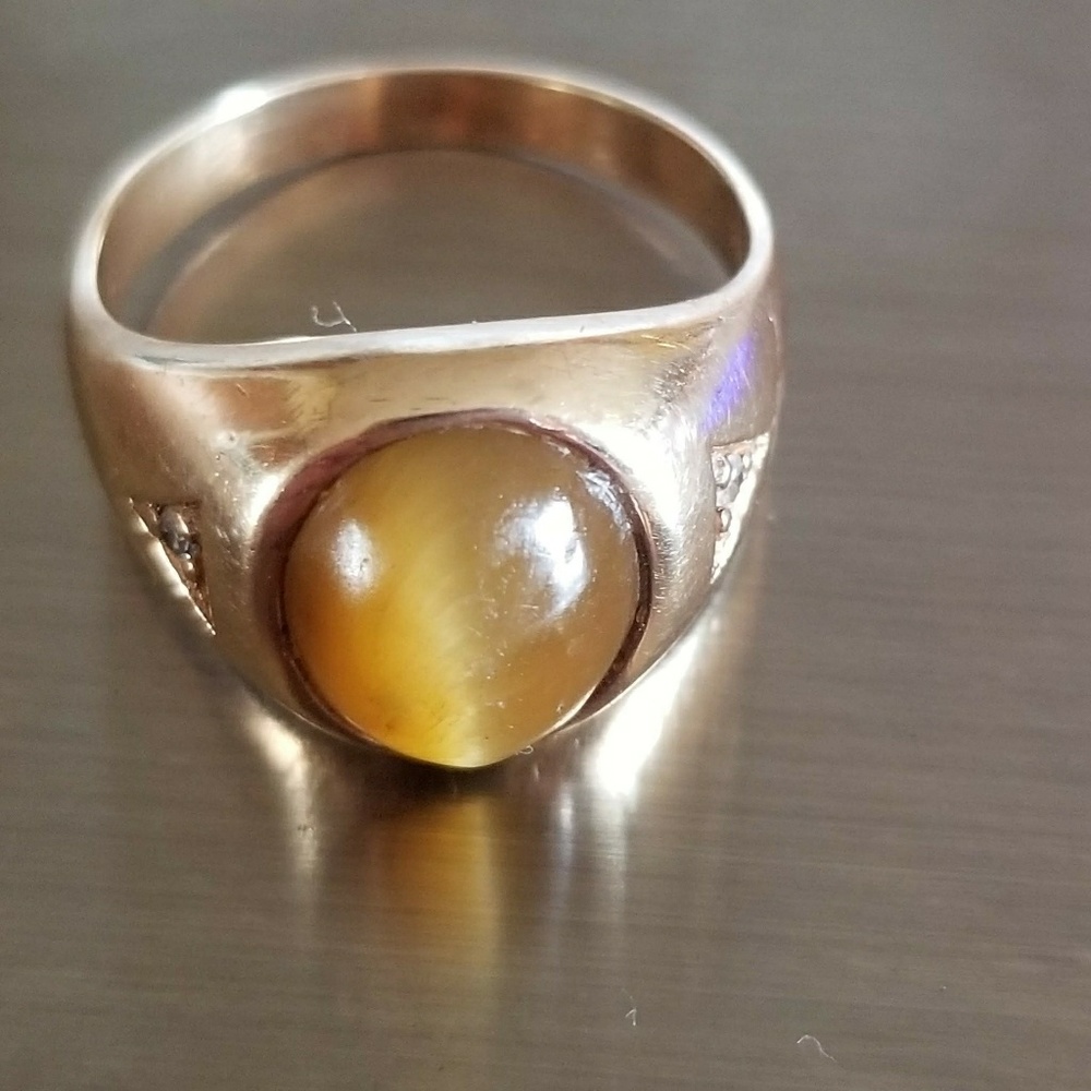 14K Vintage Chrysoberyl Cats Eye Cabochon Ring
